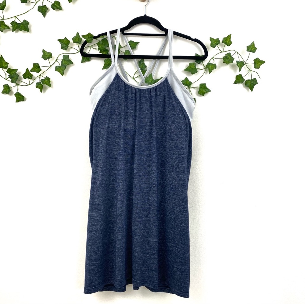 Athleta Hidden Agenda Sports Athletic Tank Top Built In Cross Back Bra SZ XL